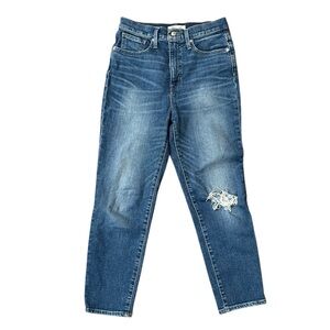 Madewell Blue‎ Straight Leg Jeans with Distressed Details